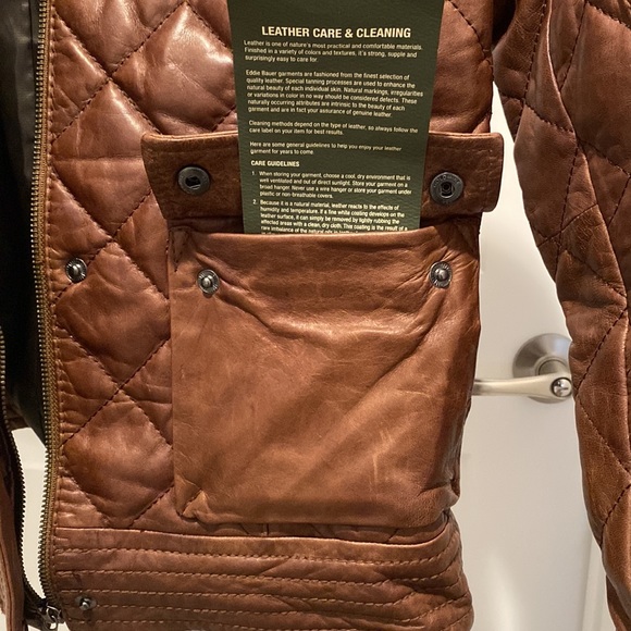 Eddie Bauer Brown Quilted Leather Jacket - Picture 9 of 17